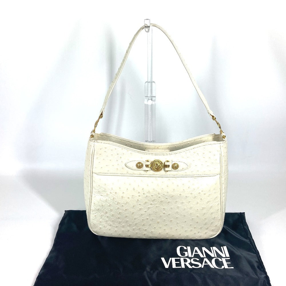 VERSACE ハンドバッグ サンバースト 肩掛け カバン ヴィンテージ ショルダーバッグ 型押しレザー レディース ホワイト系 - brandshop-reference