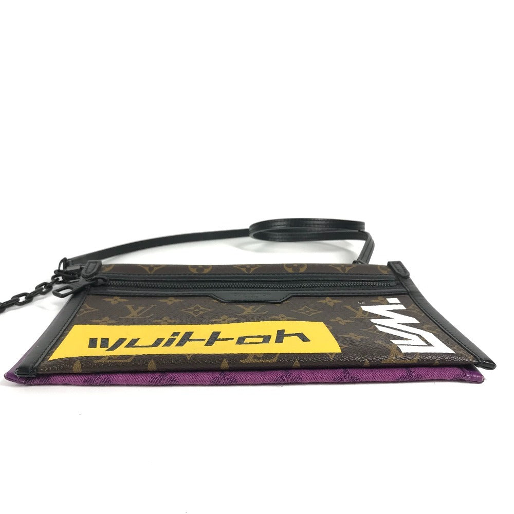 Louis Vuitton M44641 Monogram Logo Story Flat Messenger Pochette Bag Crossbody Bahu Beg Monogram Canvas Unisex Brown