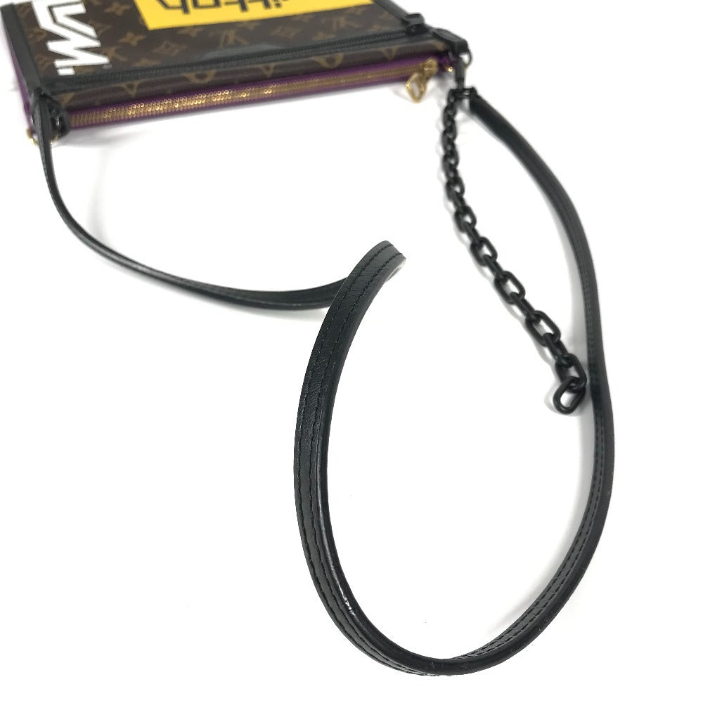 Louis Vuitton M44641 Monogram Logo Story Flat Messenger Pochette Bag Crossbody Bahu Beg Monogram Canvas Unisex Brown