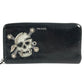 PRADA 2M1264 Skull Skull Long Wallet Round Zipper Long Wallet Leather Unisex Black