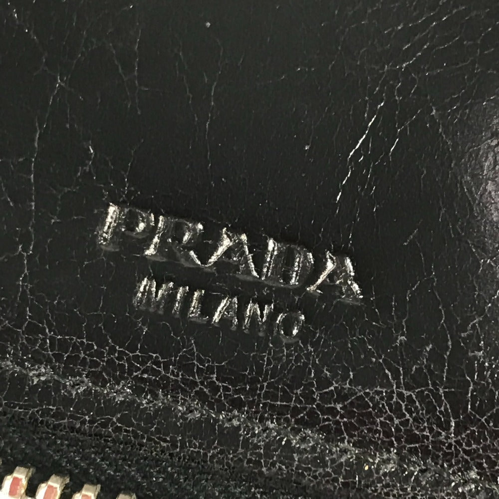 PRADA 2M1264 Skull Skull Long Wallet Round Zipper Long Wallet Leather Unisex Black