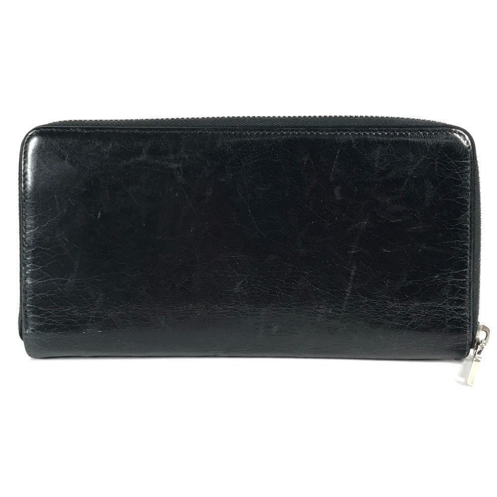 PRADA 2M1264 Skull Skull Long Wallet Round Zipper Long Wallet Leather Unisex Black