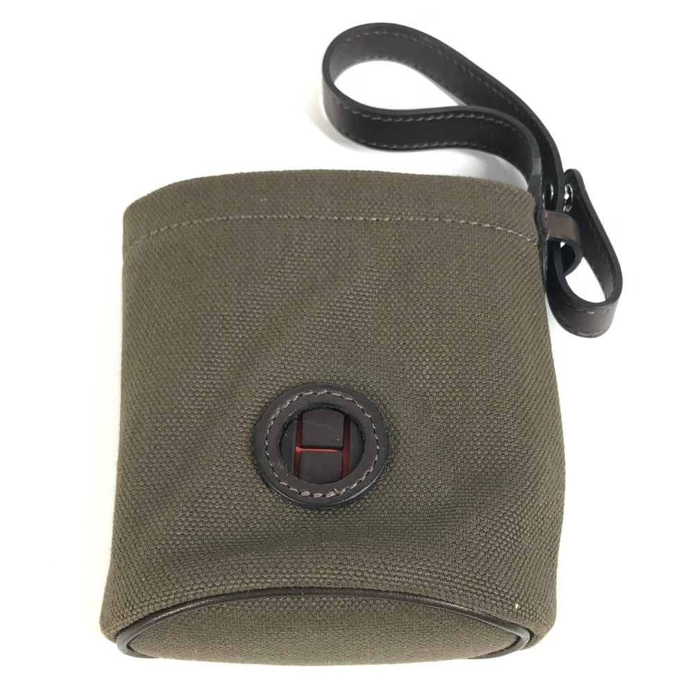 Hermes H800617ekaa anjing merawat kantung anjing anjing anjing kantung kulit/kanvas bersalut unisex khaki/foo khaki