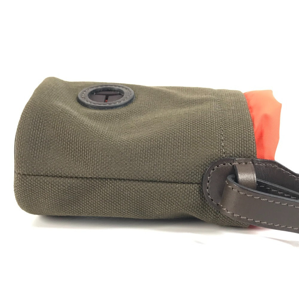 Hermes H800617ekaa anjing merawat kantung anjing anjing anjing kantung kulit/kanvas bersalut unisex khaki/foo khaki