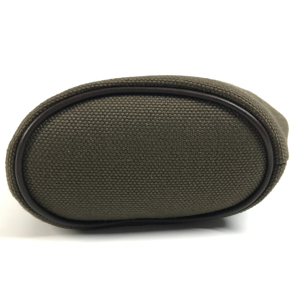 Hermes H800617ekaa anjing merawat kantung anjing anjing anjing kantung kulit/kanvas bersalut unisex khaki/foo khaki