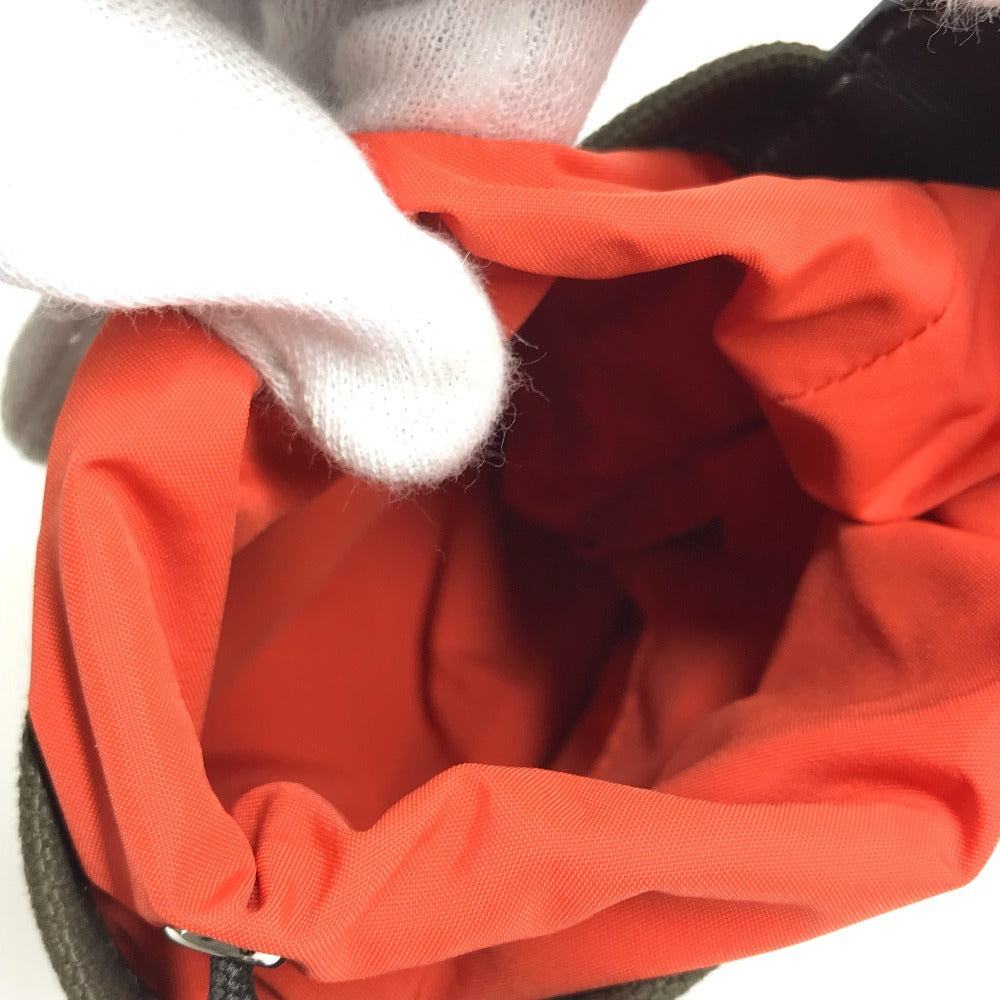 Hermes H800617ekaa anjing merawat kantung anjing anjing anjing kantung kulit/kanvas bersalut unisex khaki/foo khaki