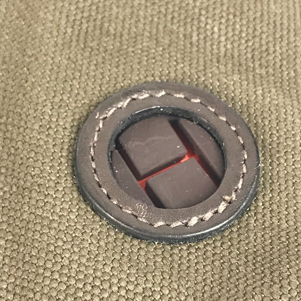 Hermes H800617ekaa anjing merawat kantung anjing anjing anjing kantung kulit/kanvas bersalut unisex khaki/foo khaki