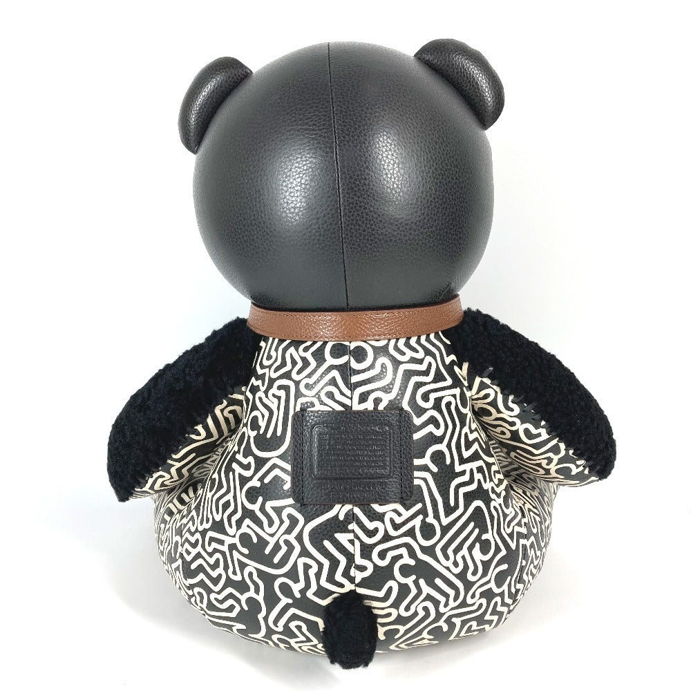Jurulatih F20819 Keith Haring Outlaw Outlaw Doll Interior Teddy Bear Bear Stuffed Leather Unisex Black