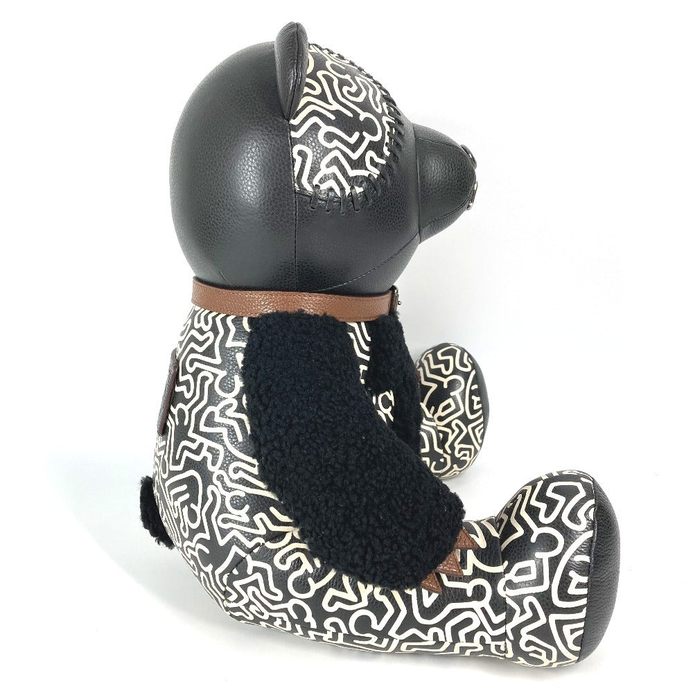 Jurulatih F20819 Keith Haring Outlaw Outlaw Doll Interior Teddy Bear Bear Stuffed Leather Unisex Black