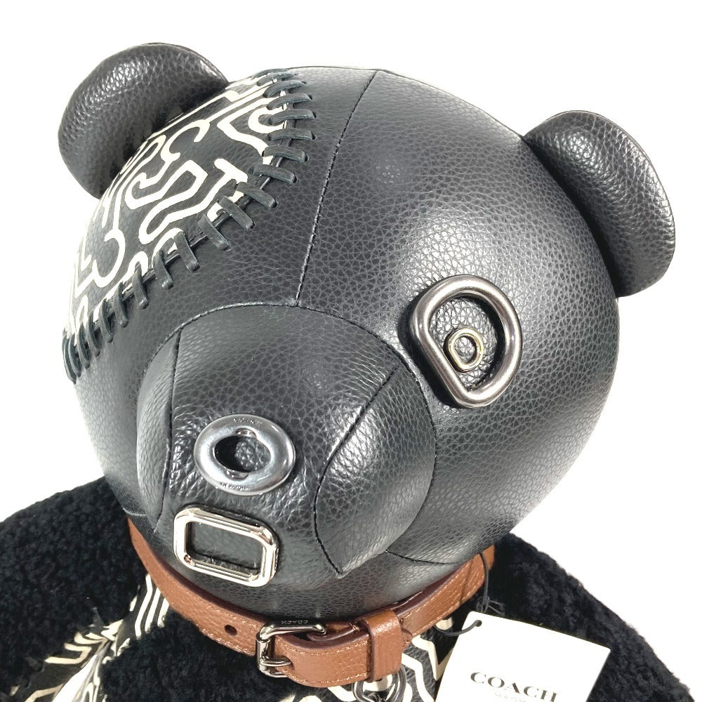 Jurulatih F20819 Keith Haring Outlaw Outlaw Doll Interior Teddy Bear Bear Stuffed Leather Unisex Black