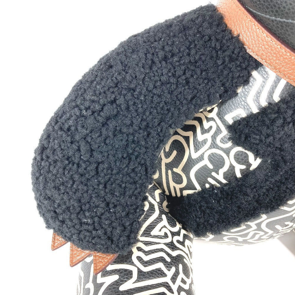 Jurulatih F20819 Keith Haring Outlaw Outlaw Doll Interior Teddy Bear Bear Stuffed Leather Unisex Black