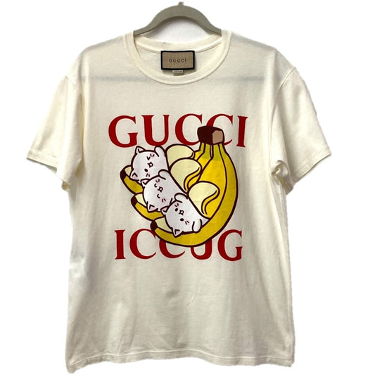 Gucci 615044 Pakaian Watak Bananya Lengan Pendek Mengatasi T-Shirt Lengan Pendek Kapas Lelaki Putih