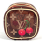 LOUIS VUITTON M14943 モノグラム 村上隆 チェリー サクランボ LV × TM ポルトモネ･キューブ スクエア バッグチャーム キーホルダー ポーチ PVC レディース ブラウン
