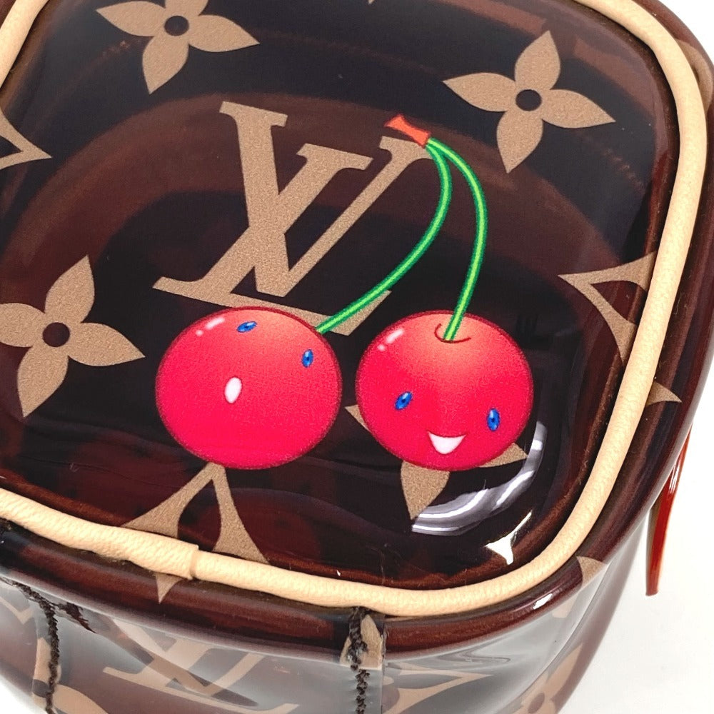 LOUIS VUITTON M14943 モノグラム 村上隆 チェリー サクランボ LV × TM ポルトモネ･キューブ スクエア バッグチャーム キーホルダー ポーチ PVC レディース ブラウン