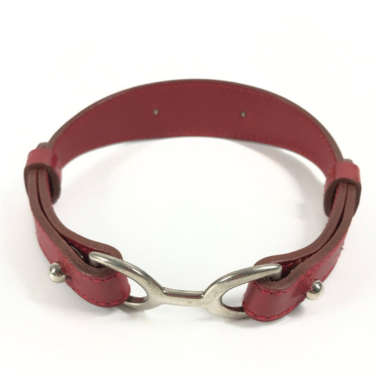 HERMES 개 목걸이 액세서리 애완견 목걸이 가죽 남여 레드