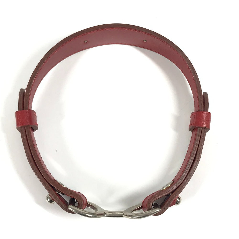 HERMES 개 목걸이 액세서리 애완견 목걸이 가죽 남여 레드