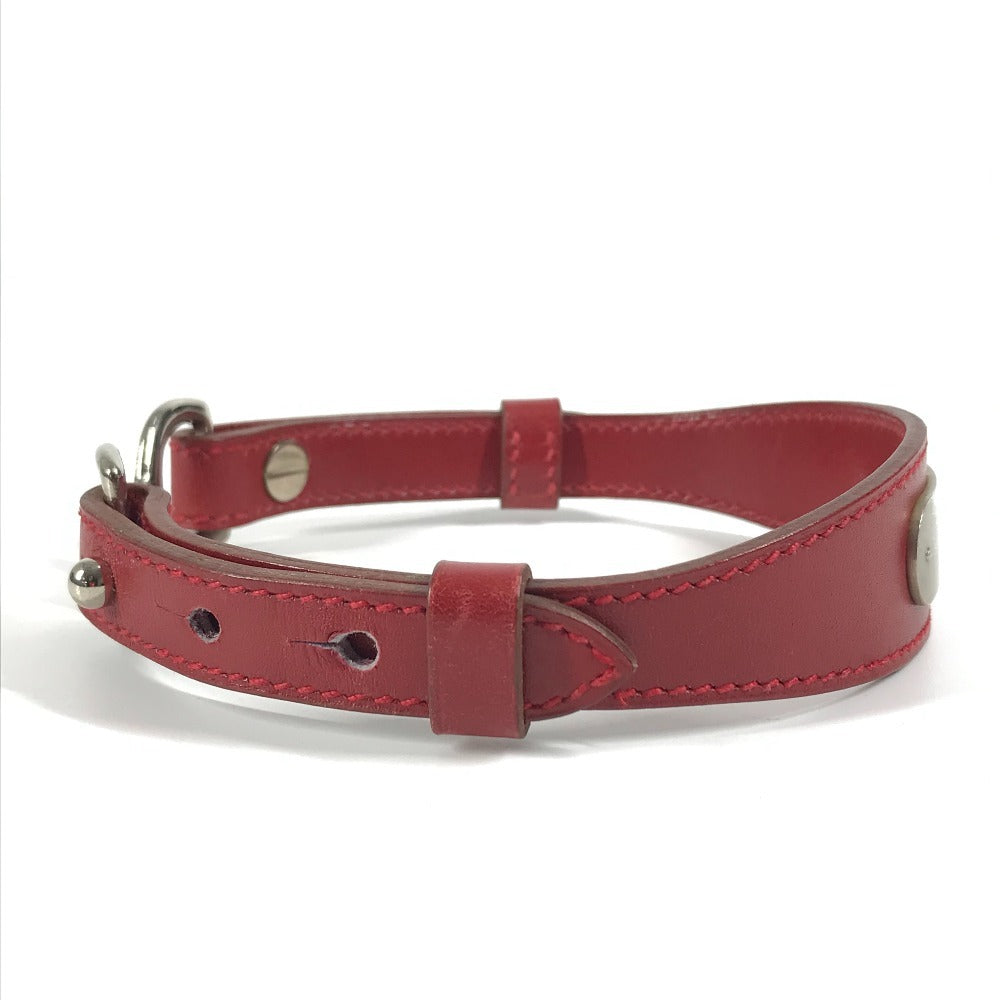 HERMES 개 목걸이 액세서리 애완견 목걸이 가죽 남여 레드
