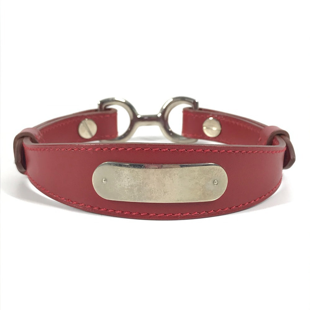 HERMES 개 목걸이 액세서리 애완견 목걸이 가죽 남여 레드