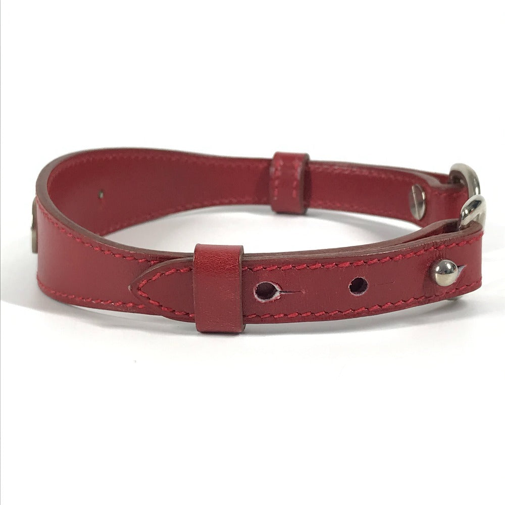 HERMES 개 목걸이 액세서리 애완견 목걸이 가죽 남여 레드