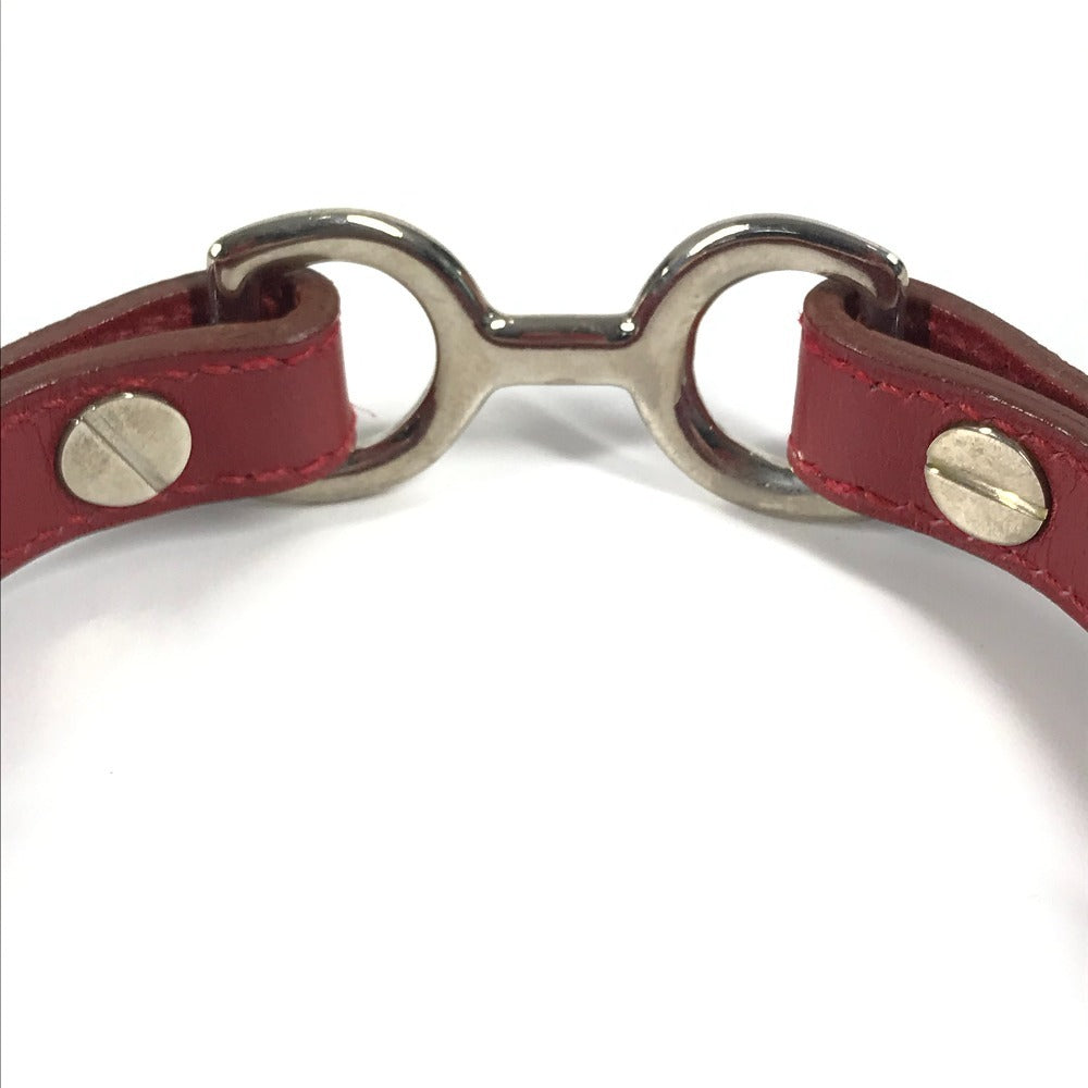HERMES 개 목걸이 액세서리 애완견 목걸이 가죽 남여 레드