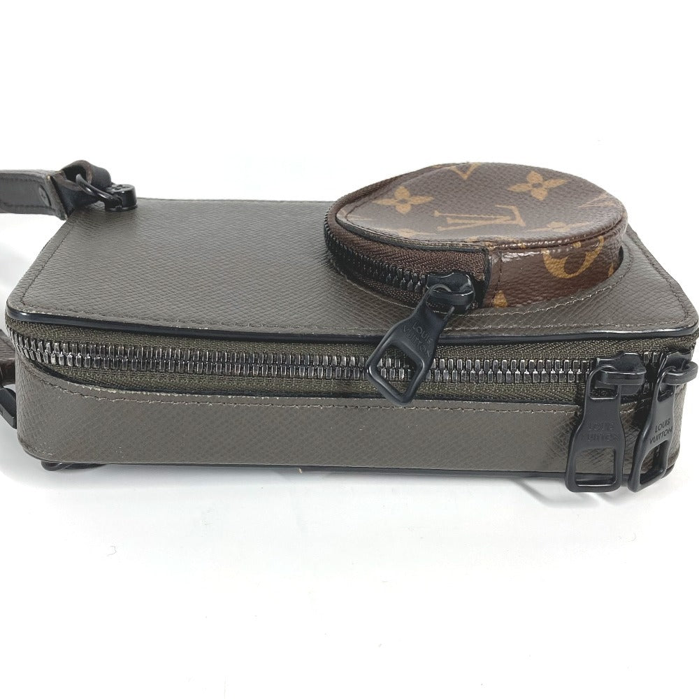 LOUIS VUITTON M30581 타이가 모노그램 폰 박스 포셰트 백 크로스바디 숄더백 타이가 가죽 유니섹스 브라운