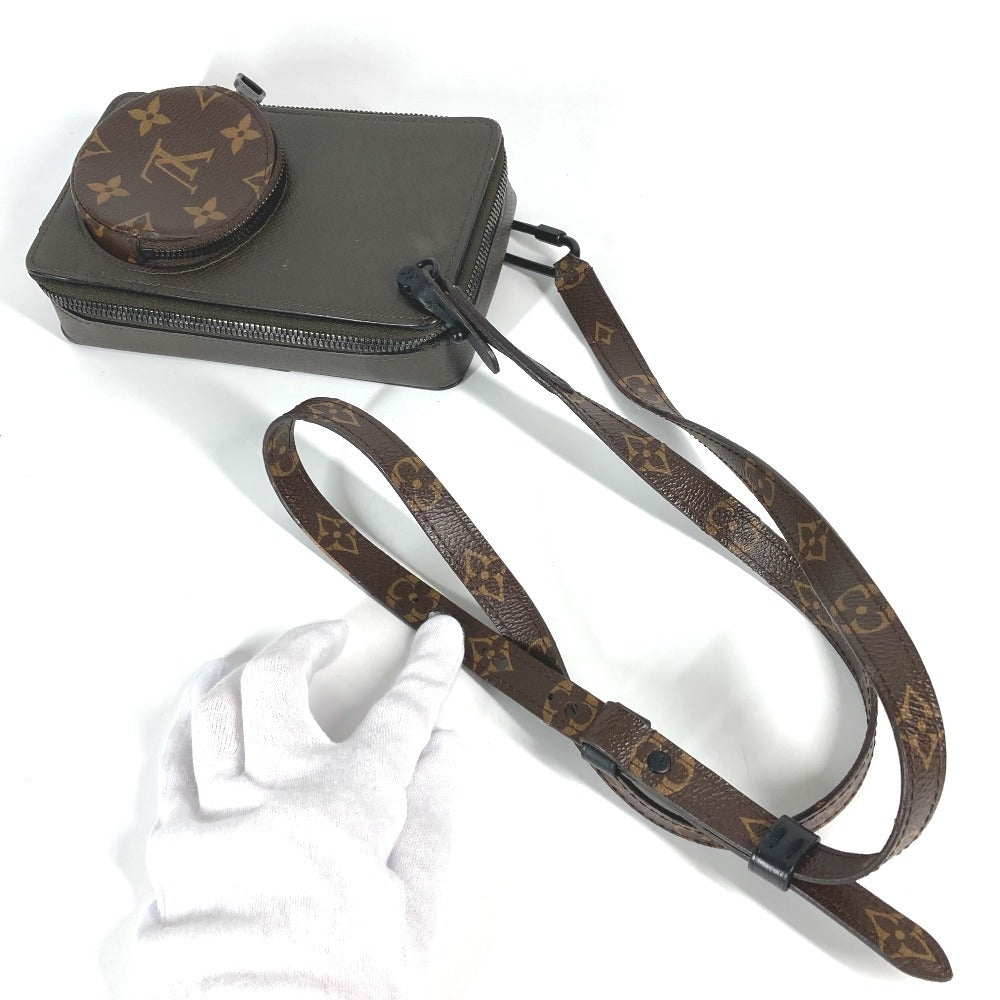 LOUIS VUITTON M30581 타이가 모노그램 폰 박스 포셰트 백 크로스바디 숄더백 타이가 가죽 유니섹스 브라운