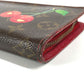LOUIS VUITTON M95006 Monogram Cherry Takashi Murakami Porto Monet Cartera larga con cremallera Cremallera redonda Cartera larga Monogram Cherry Canvas Mujer Marrón