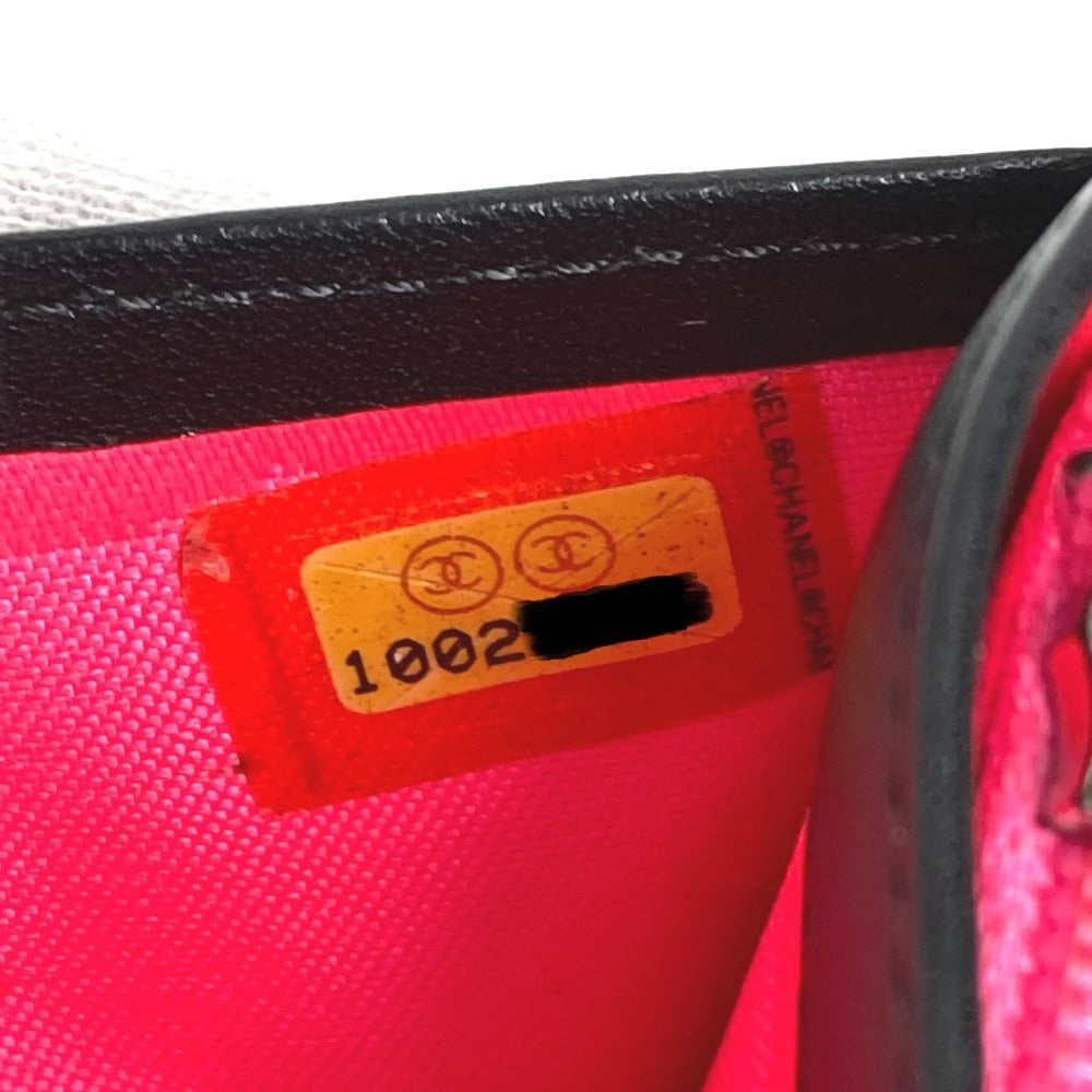 CHANEL Cambon Line CC 코코 마크 Bifold 로고 컴팩트 지갑 플랩 Bifold 지갑 가죽 여성용 블랙