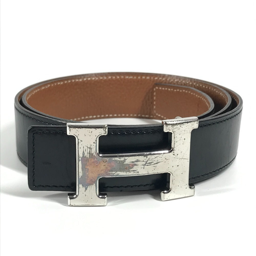 HERMES H Belt H Belt Bottoms Belt Buckle Belt Leather Women's Black