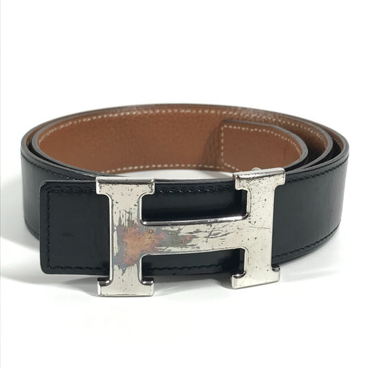 HERMES H Belt H Belt Bottoms Belt Buckle Belt Leather Women's Black