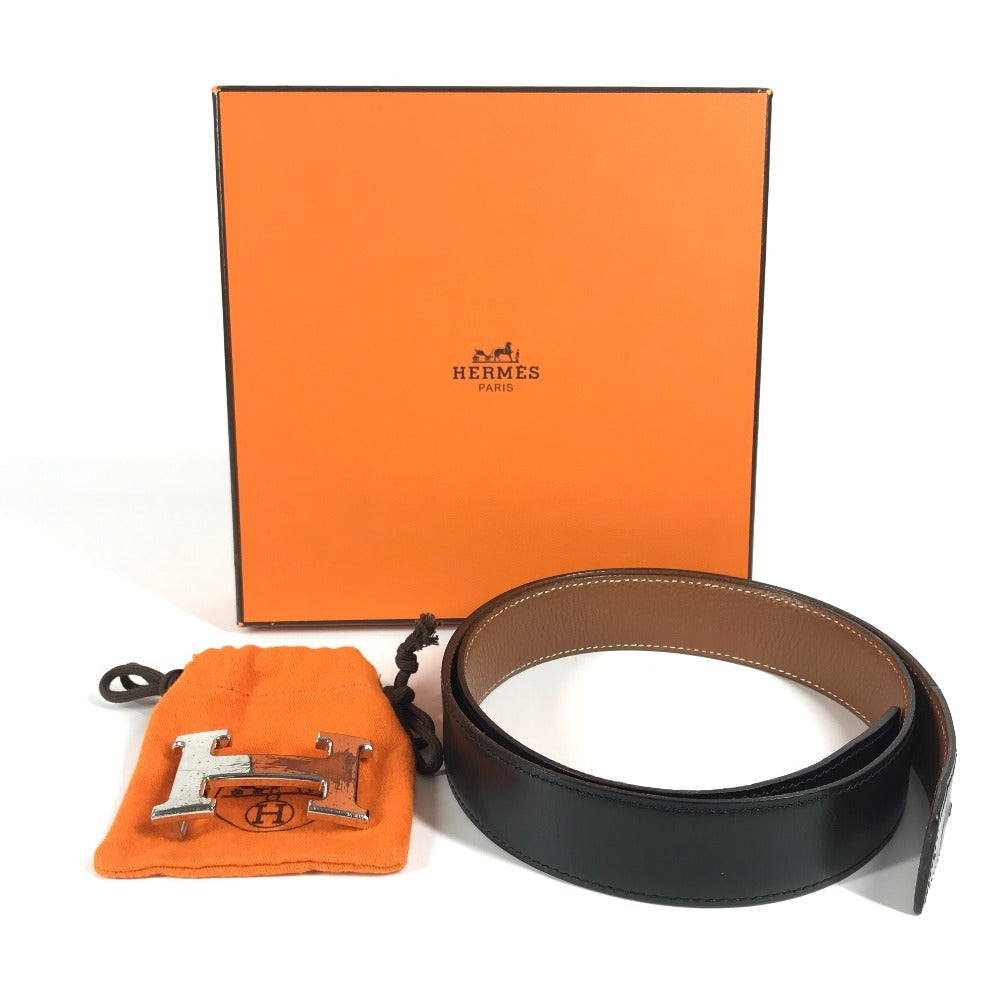 HERMES H Belt H Belt Bottoms Belt Buckle Belt Leather Women's Black