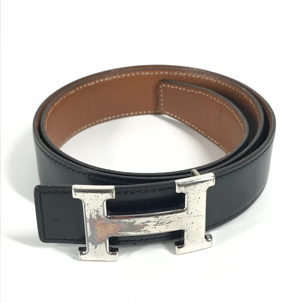 HERMES H Belt H Belt Bottoms Belt Buckle Belt Leather Women's Black