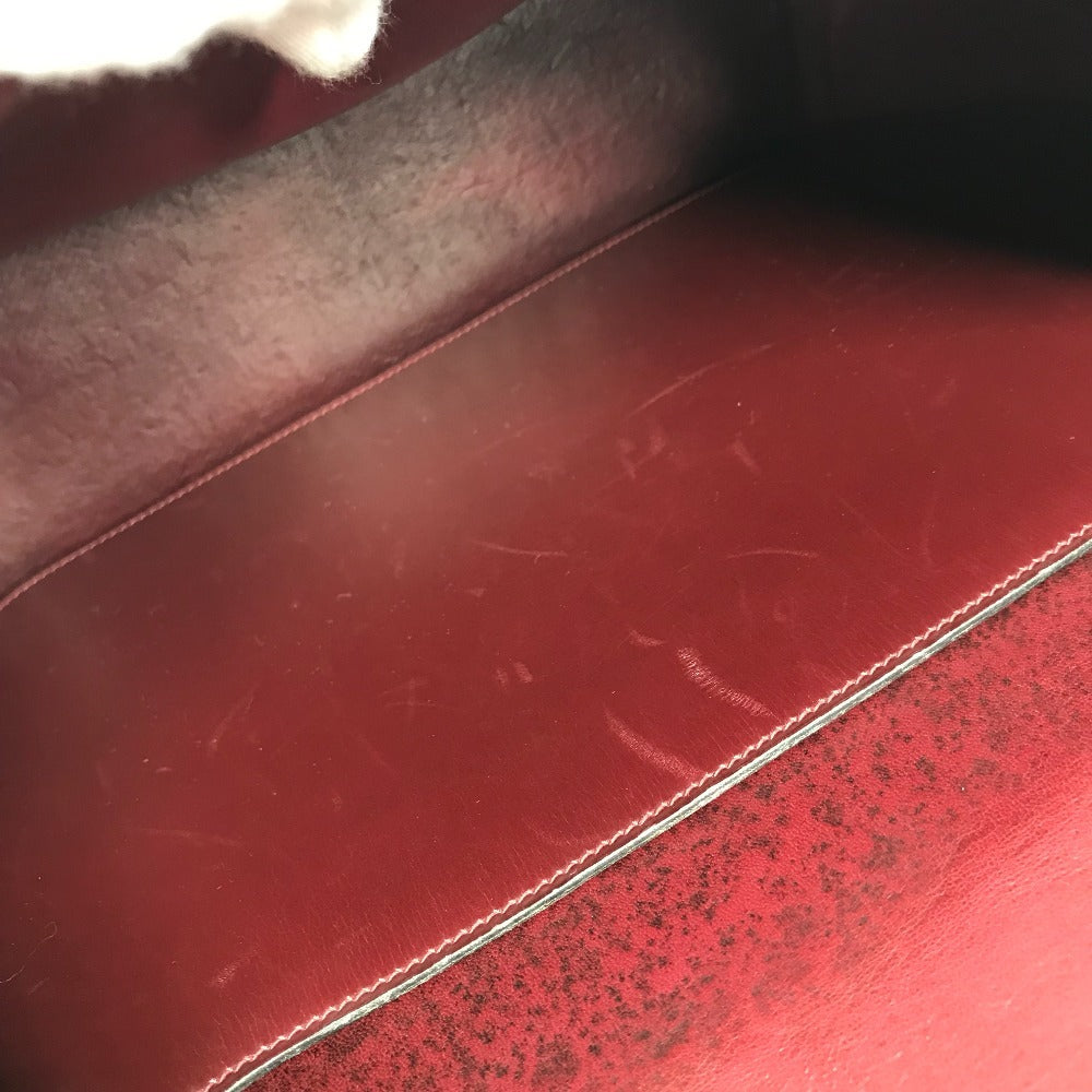 HERMES Vintage Wood Handle 2WAY Bag Shoulder Bag 2WAY Bag Handbag Box Calf Women's Wine Red