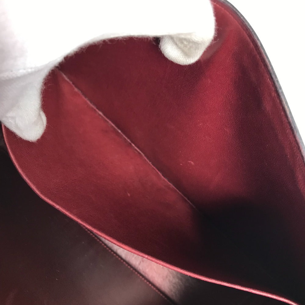 HERMES Vintage Wood Handle 2WAY Bag Shoulder Bag 2WAY Bag Handbag Box Calf Women's Wine Red