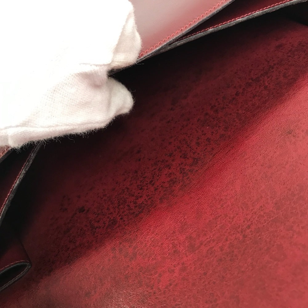 HERMES Vintage Wood Handle 2WAY Bag Shoulder Bag 2WAY Bag Handbag Box Calf Women's Wine Red