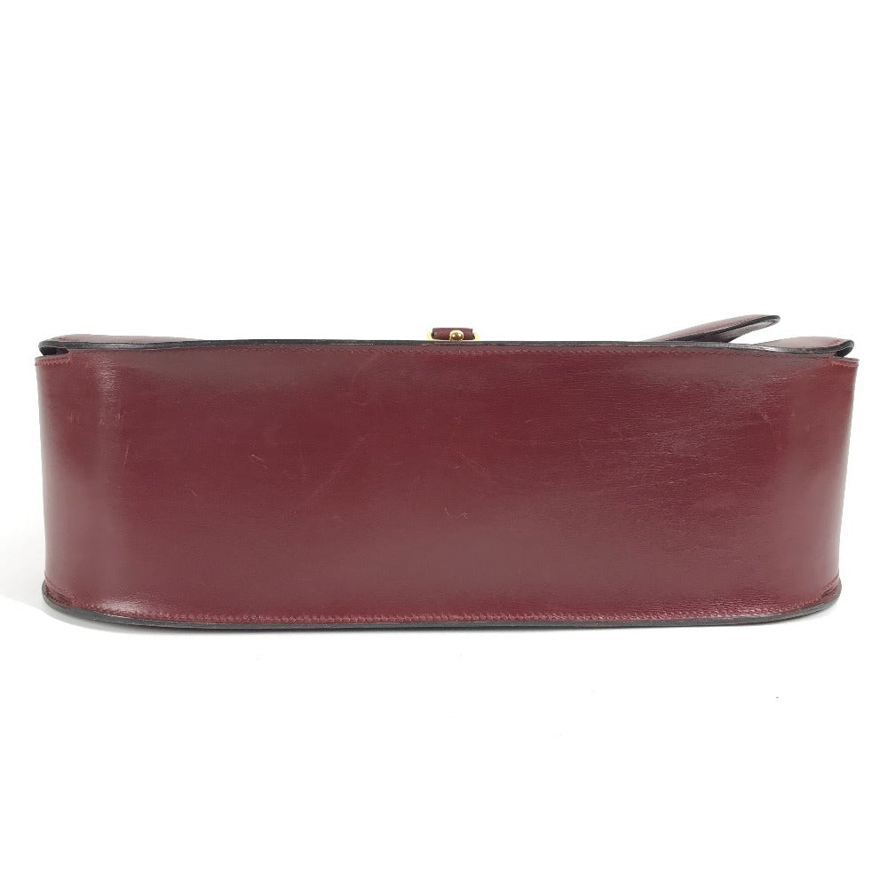 HERMES Vintage Wood Handle 2WAY Bag Shoulder Bag 2WAY Bag Handbag Box Calf Women's Wine Red