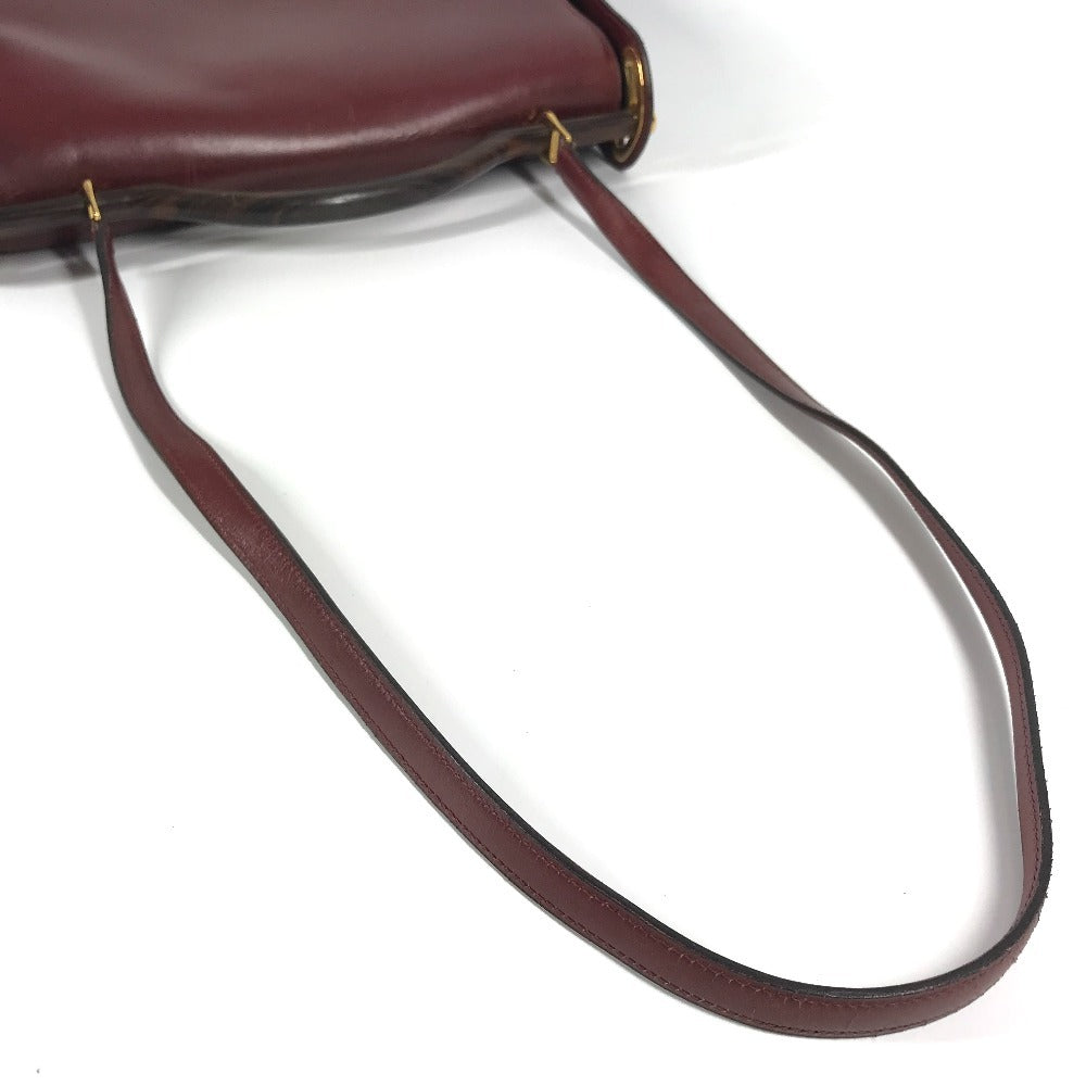 HERMES Vintage Wood Handle 2WAY Bag Shoulder Bag 2WAY Bag Handbag Box Calf Women's Wine Red