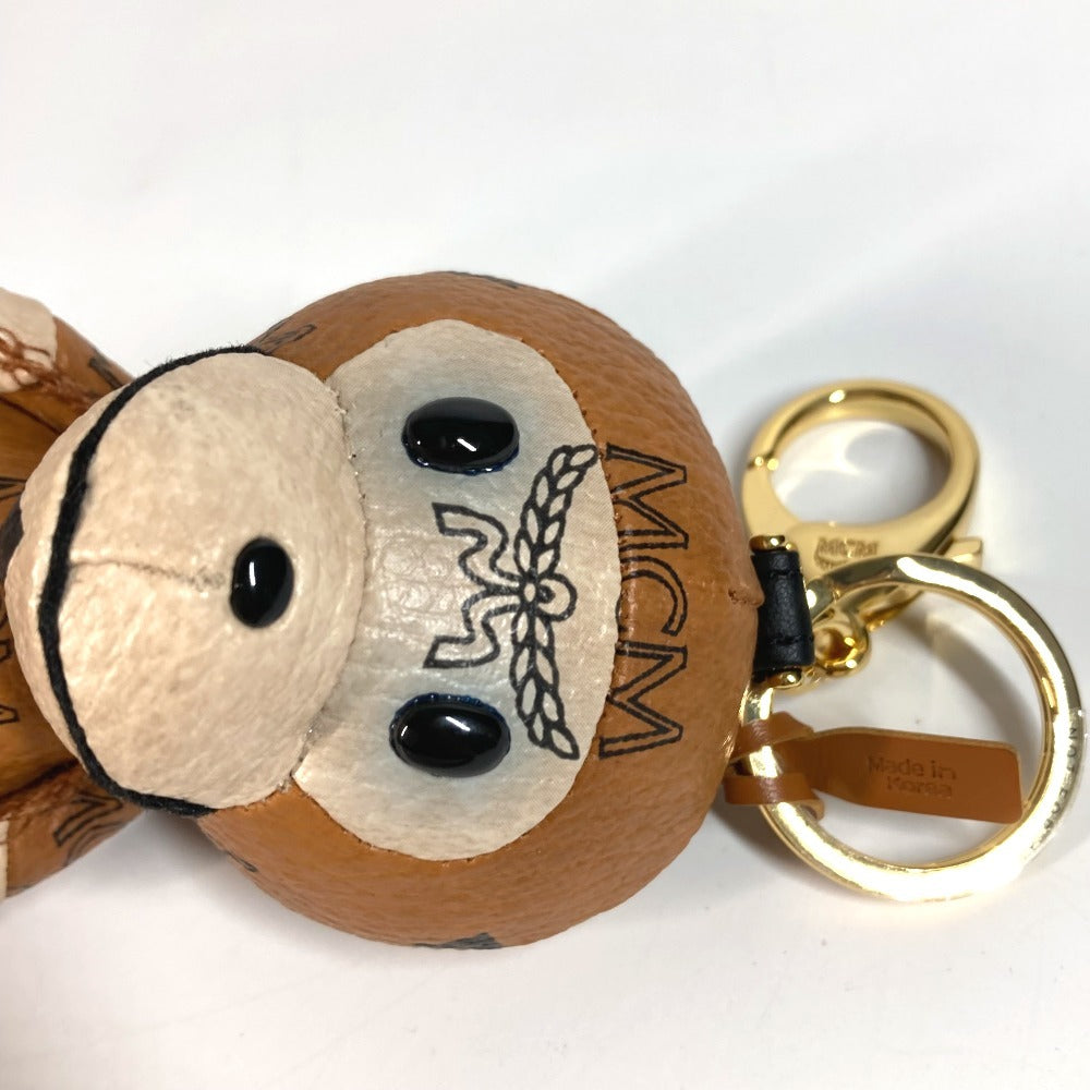 MCM A Bathing Ape Milo Visetos Bag Charm Keychain Leather Unisex Brown
