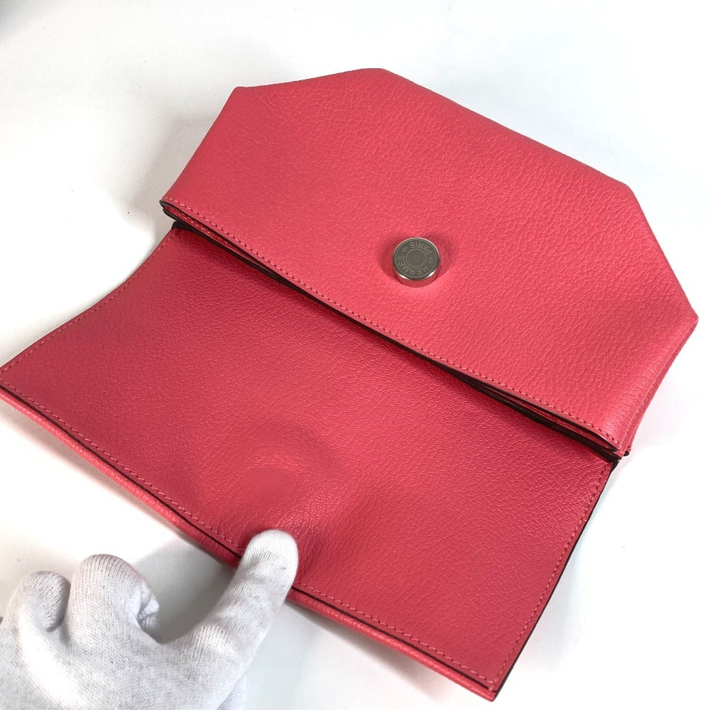 HERMES オプリ クラッチ カバン ポーチ フラップ クラッチバッグ シェーブル レディース ローズアザレ ピンク