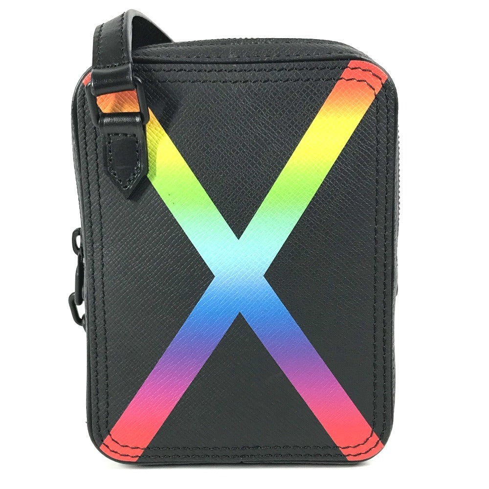 LOUIS VUITTON M30332 Taiga Rainbow Danube Messenger Bag Crossbody Pochette Bolso de hombro Taiga Cuero Unisex Negro