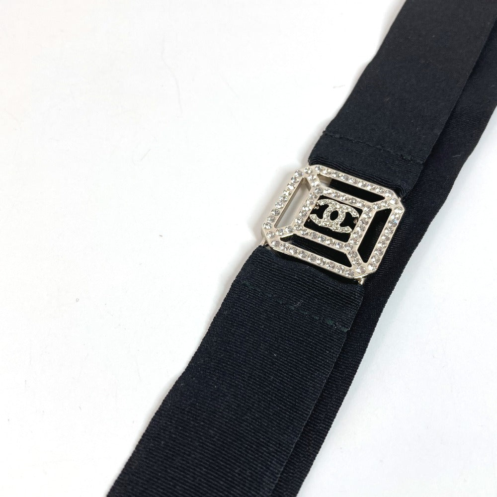 Chanel CC Cocomark Rhinestone Neck Strap Necklace CC Cocomark Rhinestone Tali Logam Wanita Hitam