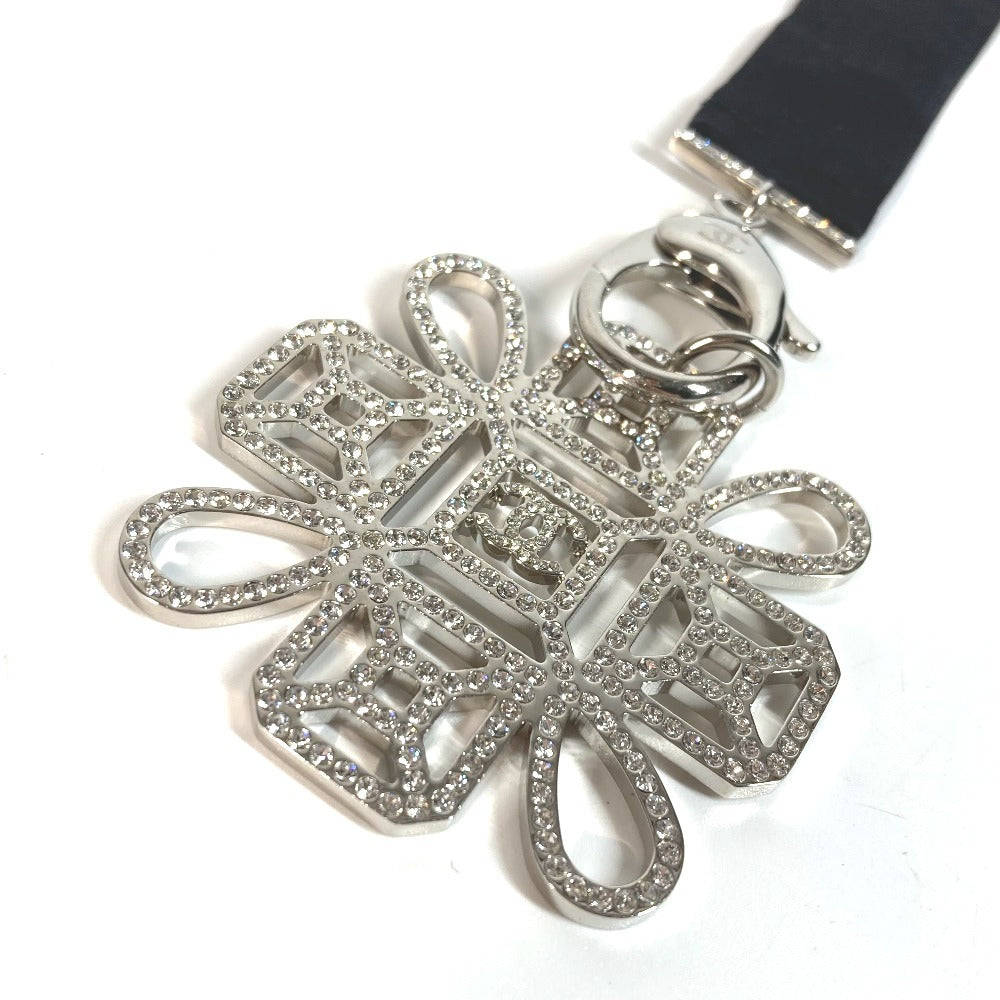 Chanel CC Cocomark Rhinestone Neck Strap Necklace CC Cocomark Rhinestone Tali Logam Wanita Hitam