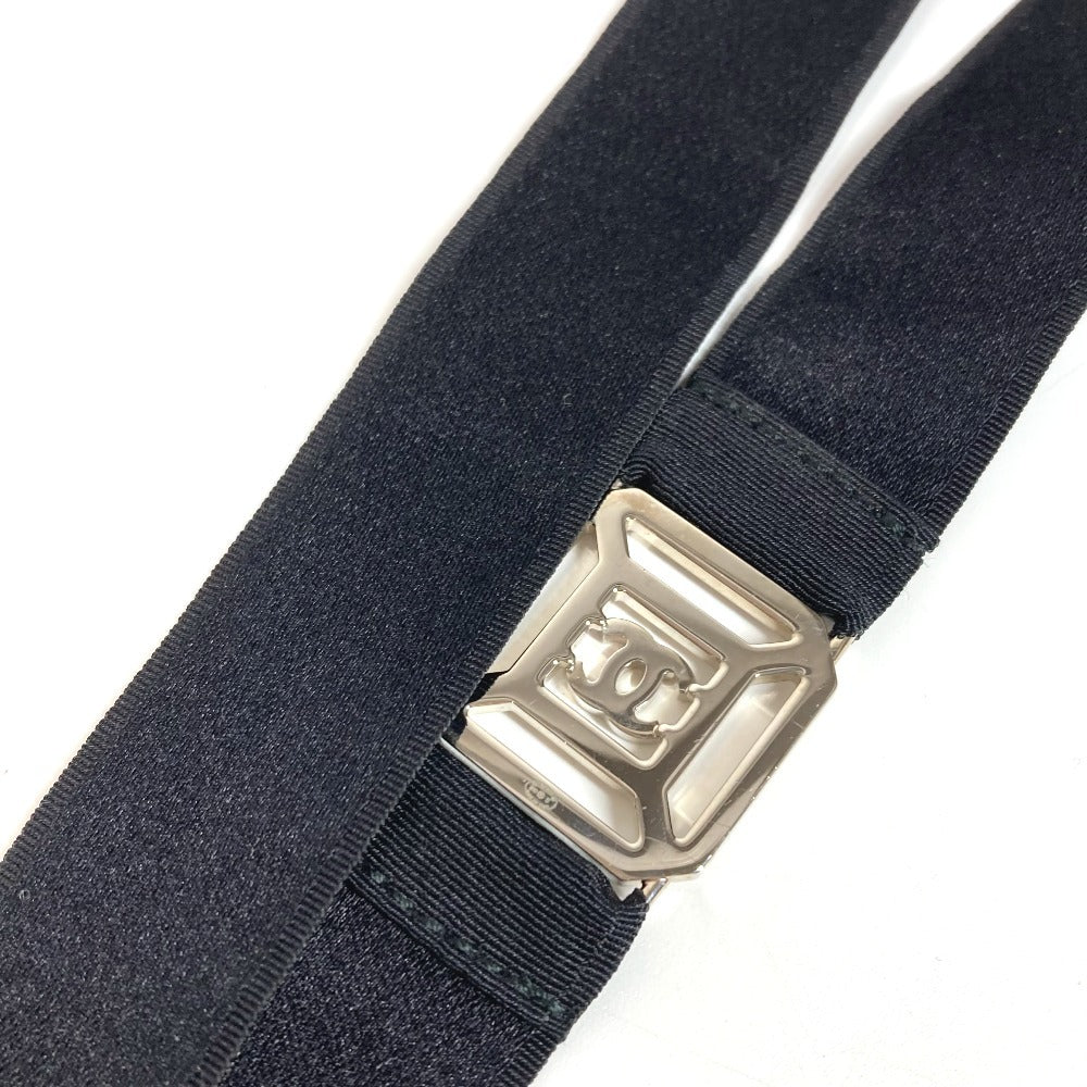 Chanel CC Cocomark Rhinestone Neck Strap Necklace CC Cocomark Rhinestone Tali Logam Wanita Hitam