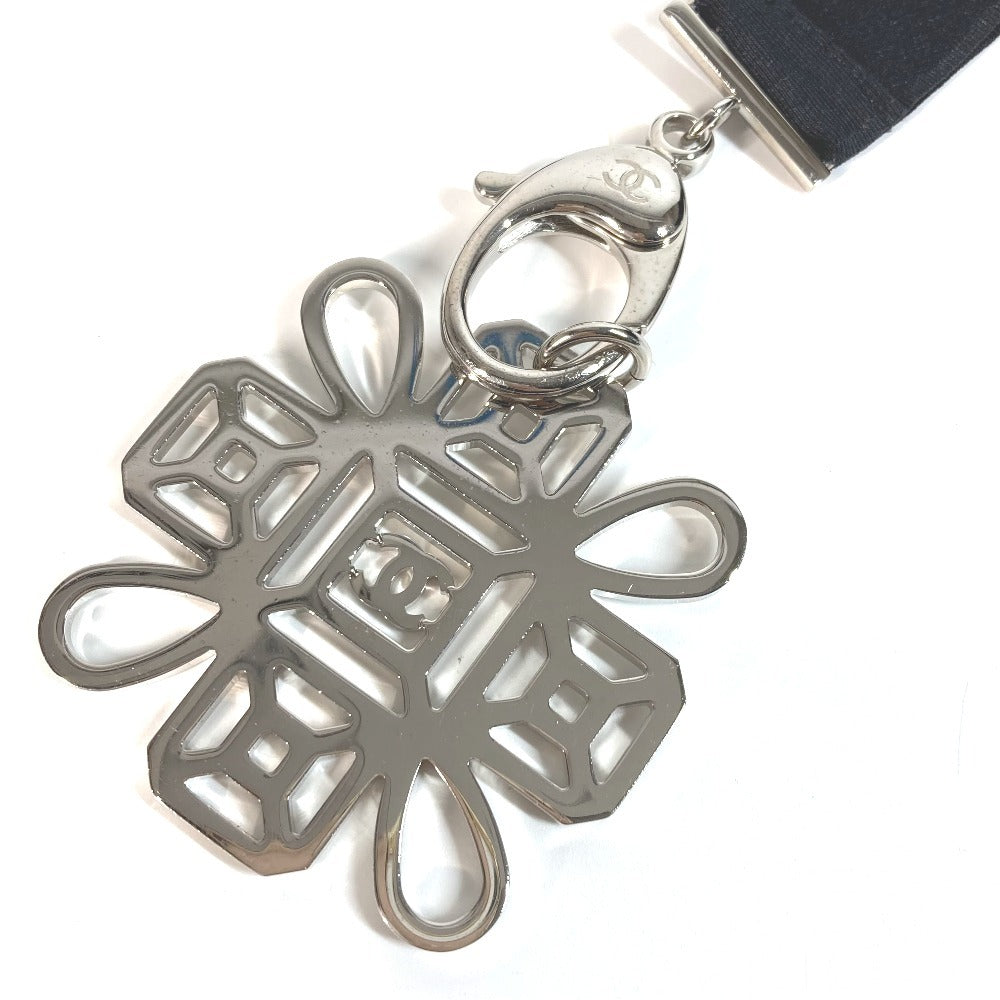 Chanel CC Cocomark Rhinestone Neck Strap Necklace CC Cocomark Rhinestone Tali Logam Wanita Hitam