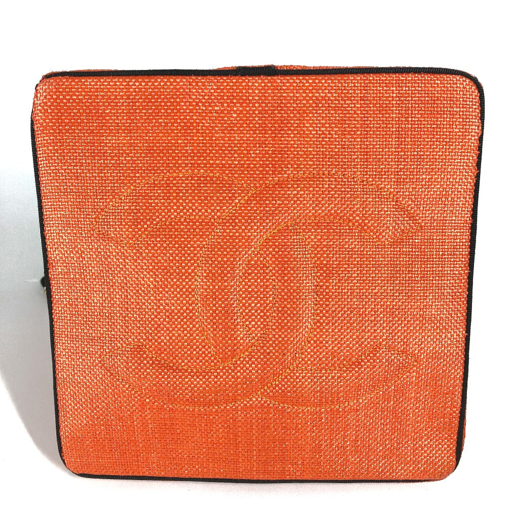 CHANEL 빈티지 마테라세 퀼팅 숄더백 W 체인 토트백 바이컬러 숄더백 스트로/가죽 여성용 오렌지