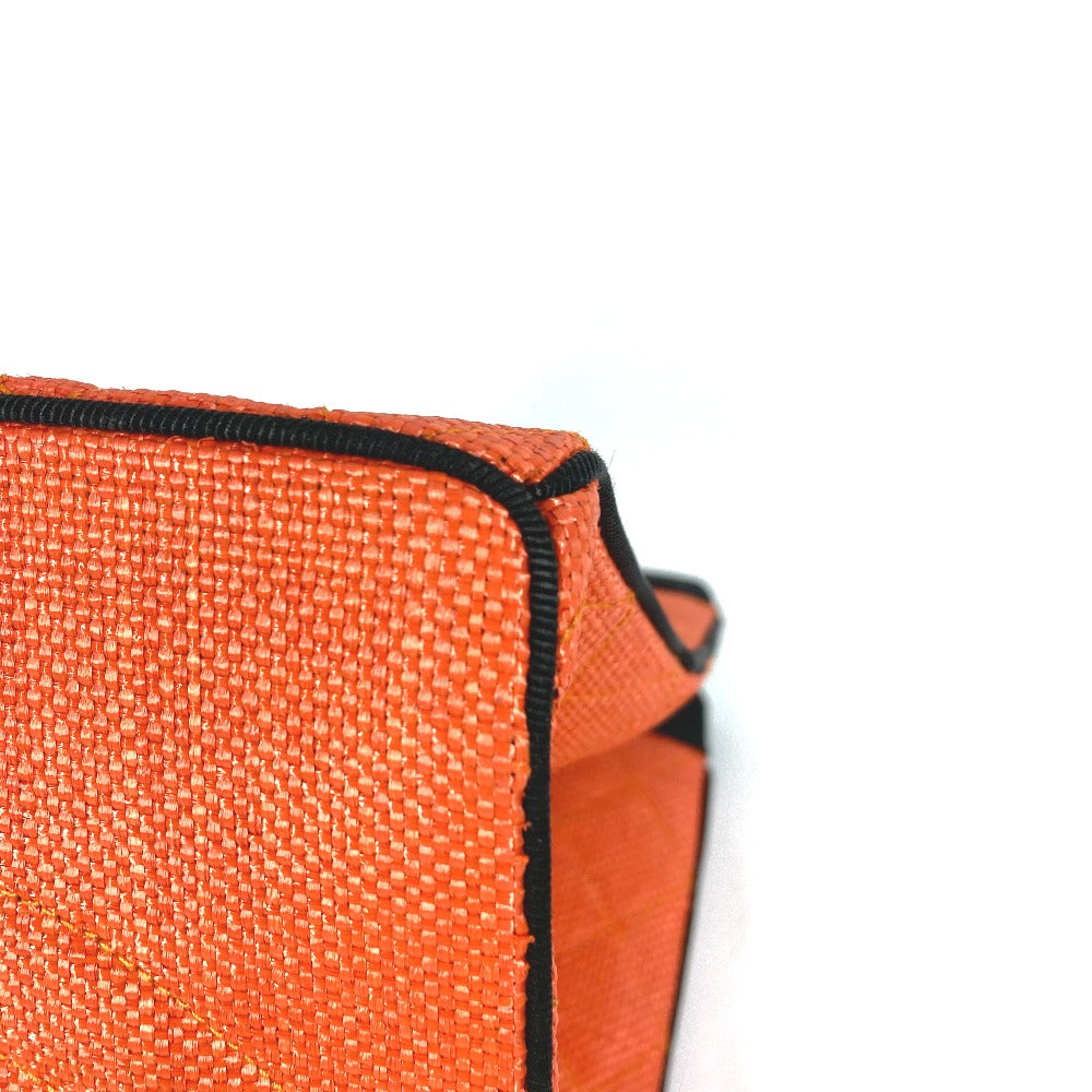 CHANEL 빈티지 마테라세 퀼팅 숄더백 W 체인 토트백 바이컬러 숄더백 스트로/가죽 여성용 오렌지