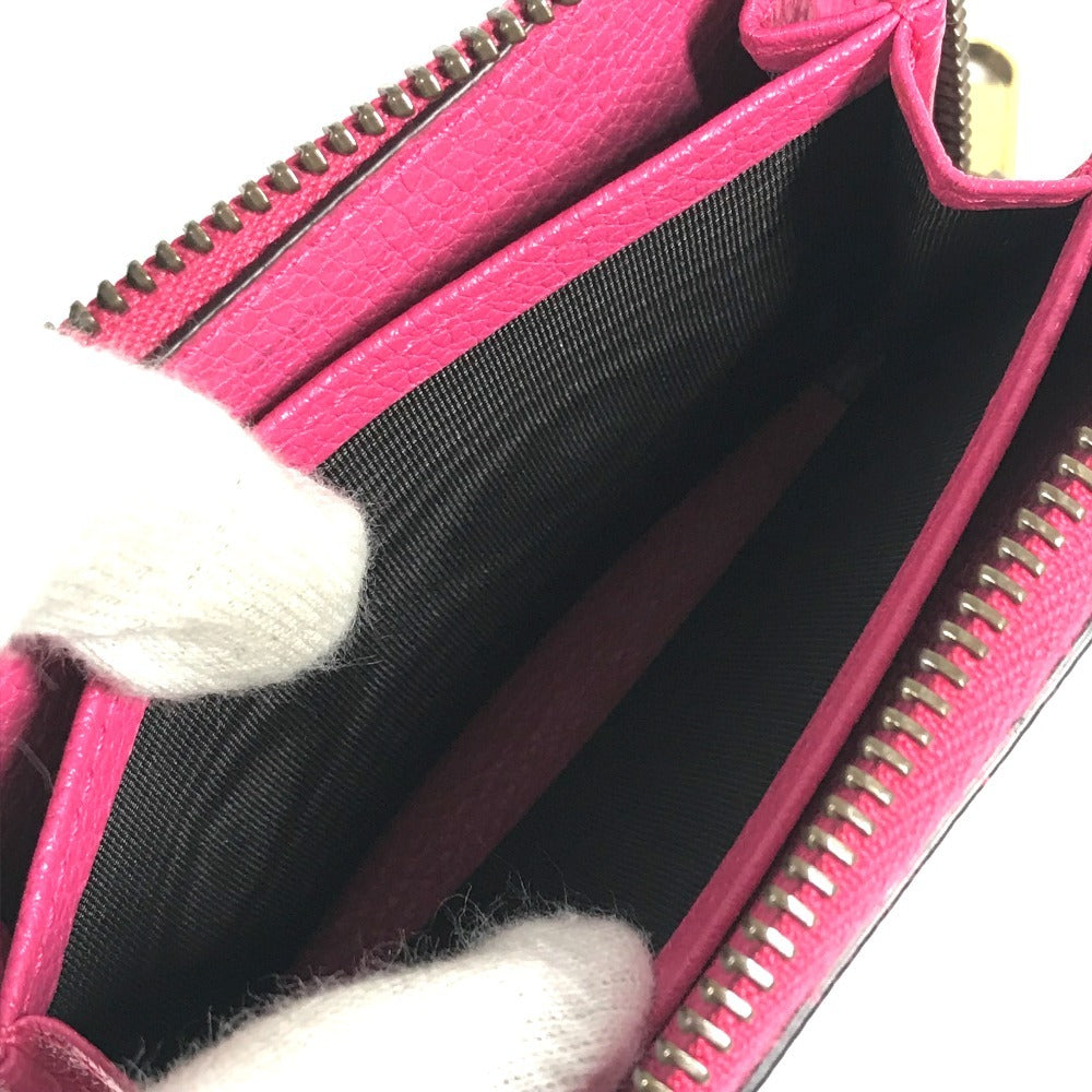 GUCCI 496319 Logo Wallet Coin Purse Round Zipper Coin Case Leather Unisex Pink