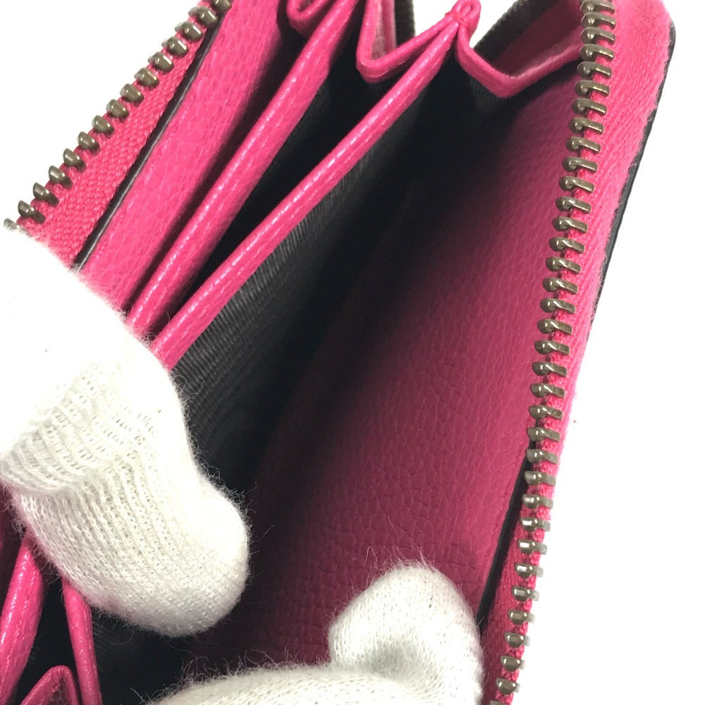 GUCCI 496319 Logo Wallet Coin Purse Round Zipper Coin Case Leather Unisex Pink