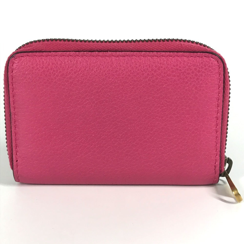 GUCCI 496319 Logo Wallet Coin Purse Round Zipper Coin Case Leather Unisex Pink