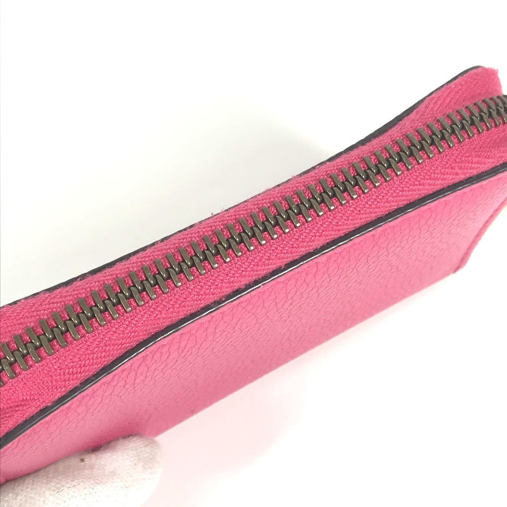 GUCCI 496319 Logo Wallet Coin Purse Round Zipper Coin Case Leather Unisex Pink